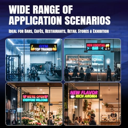 Rayhome Dual Row P8 Huge Programmable LED Sign, 39''x12'' Flexible Digital Scrolling Light Signs Custom Text Message Pattern LED Display for Store Restaurant Hotel. - size: 39''x12''