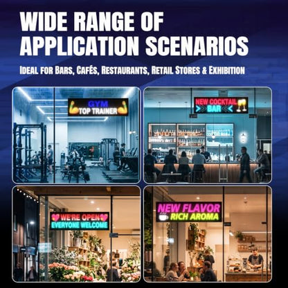 Rayhome Dual Row P8 Huge Programmable LED Sign, 39''x12'' Flexible Digital Scrolling Light Signs Custom Text Message Pattern LED Display for Store Restaurant Hotel. - size: 39''x12''