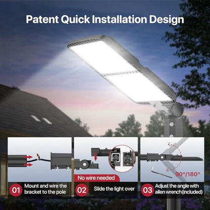 Kifflux 300W LED Parking Lot Light Slip Fitter Mount Dusk to Dawn Photocell - size: 300watt 1pack