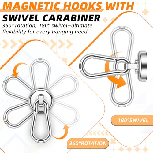 FINDMAG Magnetic Hooks, 70LBS Neodymium Magnet Hooks Heavy Duty, 6 Pack - size: 0.98in