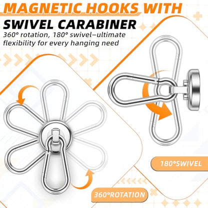 FINDMAG Magnetic Hooks, 70LBS Neodymium Magnet Hooks Heavy Duty, 6 Pack - size: 0.98in