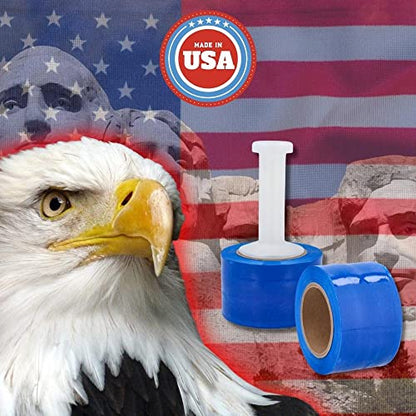 PSBM Dark Blue Mini Stretch Wrap with Plastic Handle, 648 Rolls 3 Inch x 1000 Feet 80 Gauge Heavy Duty Plastic Wrap Industrial Strength Shrink Film for Moving, Packing & Shipping - color: Blue, size: 648 Rolls