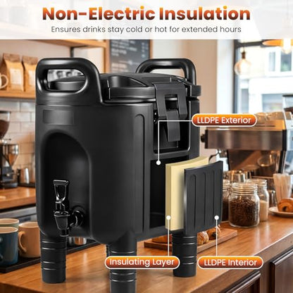 COSTWAY 2.6 Gal Insulated Beverage Dispenser, Commercial Coffee Server, 2