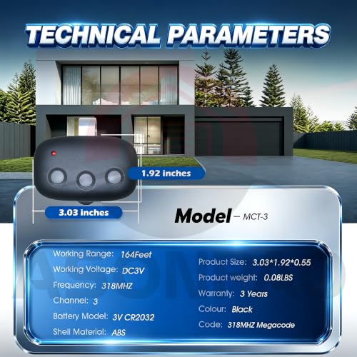 2-Pack MCT-3 Megacode Linear Garage Door Opener Remote LD033 LD050 LS050 - size: 2Pak Remote