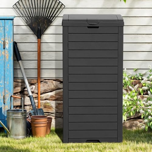 DWVO 2-Pack 38 Gallon Large Outdoor Trash Can w/Lid and Drip Tray, Black - color: Black, size: 38 Gallon X 2 Pack