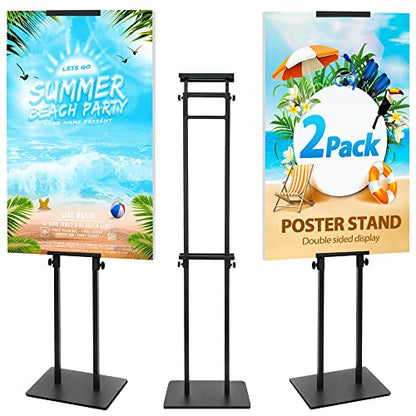 2Pack Poster Stand for Display, Heavy Duty Floor Standing Sign Holder, Double-Sided Poster Board Stand, Adjustable Height Up to 80 inch, Outdoor Banner Stand for Board & Foam Display, Black - size: 2 Pack Poster Stand