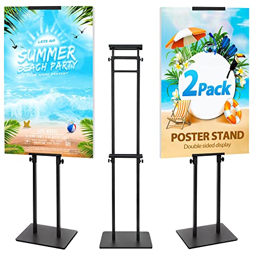 2Pack Poster Stand for Display, Heavy Duty Floor Standing Sign Holder, Double-Sided Poster Board Stand, Adjustable Height Up to 80 inch, Outdoor Banner Stand for Board & Foam Display, Black - size: 2 Pack Poster Stand