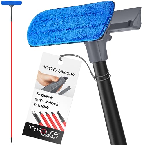 Tyroler Window Washing Kit with Extension Pole 12"-80", 100% Silicone Head - size: 12''-80''