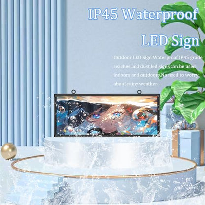 P6 Programmable LED Sign 40"x18" Outdoor Digital Display Board with Custom Scrolling Text,Electronic Message Board for Business Advertising, Waterproof Marquee Ticker