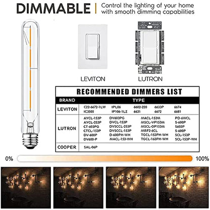 E26 LED Tubular Bulbs 4W T10 Dimmable LED Ligth Bulb Soft White 3000K - color: 8.9 Inch-3000k Soft White-4w(clear Glass)