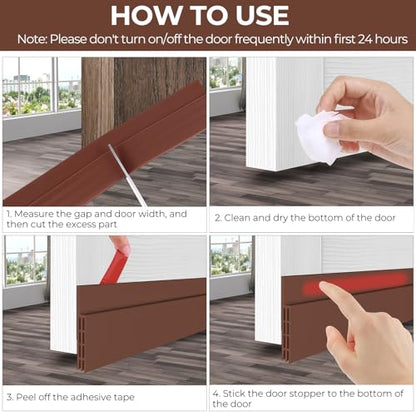 Ohuhu Door Draft Stopper, 1" Wide Adhesive Weather Stripping Seal, 39" - color: Brown, size: 39"L x 2"W