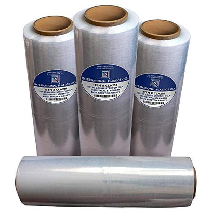 International Plastics Co. 18" Stretch Film/Wrap 1500 feet 80 Gauge, 4 Pack - color: Clear, size: 4 Pack