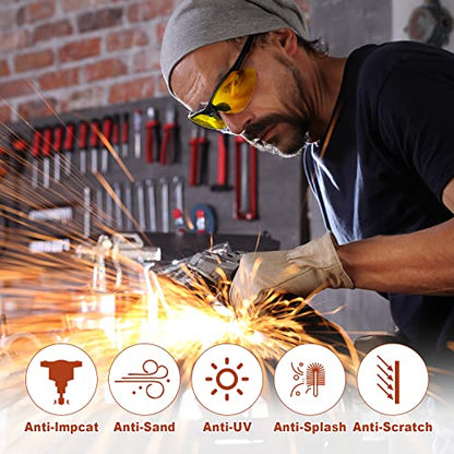 Kathfly 36pcs Safety Glasses Work Scratch Resistant Glasses,Amber - color: Amber
