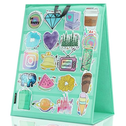 PACMAXI Double-Sided Portable Sticker Display Stand Organizer - color: Green