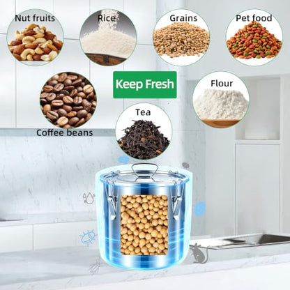 stainless steel food storage containers with lids lock clips airtight container large airtight for rice flour sugar grain coffee bean storage containers Kitchen jar (1.59gal/6L) - size: 1.59gal