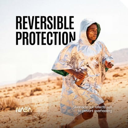 NASA Emergency Poncho – Anti-Tear Mylar™ Blanket (4-Pack, Mission Green) - color: Mission Green