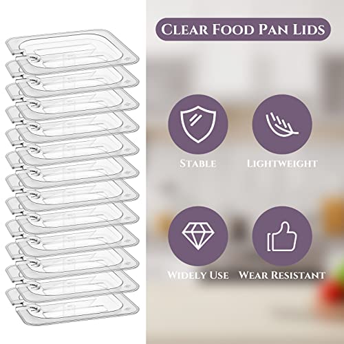 12 Pcs 1/6 Size Food Pan Lids with Handle Polycarbonate Clear Food Pan Lids
