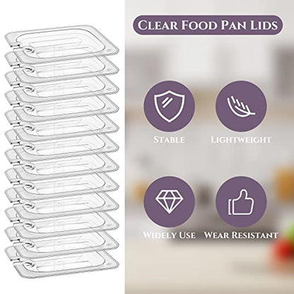 12 Pcs 1/6 Size Food Pan Lids with Handle Polycarbonate Clear Food Pan Lids