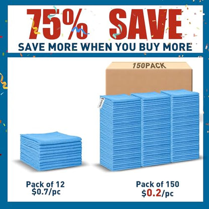 TEAWOO Blue Microfiber Towels Bulk-150 Pack, Cleaning Cloths - color: Blue, size: 150 Pack