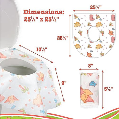 Potty Shields Waterproof Disposable Toilet Seat Covers, Dinosaurs 20 Pack - color: Dinosaurs, size: 20 Pack