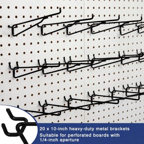Shimeyao 20 Pcs 10 inch Pegboard Shelf Brackets, Black - color: Black, size: 10 Inch