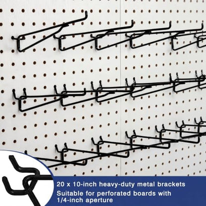 Shimeyao 20 Pcs 10 inch Pegboard Shelf Brackets, Black - color: Black, size: 10 Inch