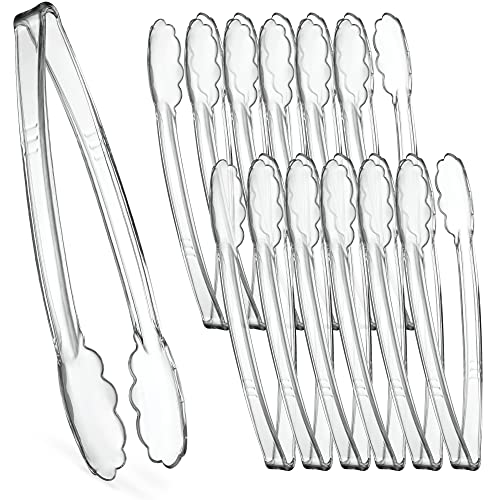 [Clear Tongs 12'' Inches] Plasticpro 12'' Serving Tongs Heavy Duty Reusable Kitchen and BBQ Clear Serving Tongs for party's, Caterings, Events, Buffet, Weddings, And every Day use Pack of 12 - color: Clear, size: 12 x 12''