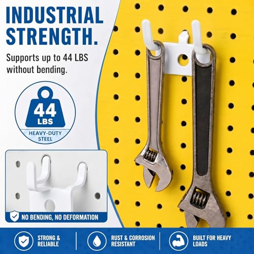 Tandefio 50 Pcs Pegboard Hooks, Picture Hangers for 1/8 & 1/4 in, White - color: White