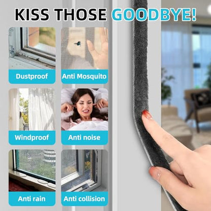 Weather Stripping Door Window Seal Strip, 32.8FT Self-Adhesive Soundproofing Weatherstrip, Draft Blocker Dustproof Strip for Sliding Windows, Doors, Cabinets (0.6" W x 0.4" H) - size: 0.6x0.35x33FT