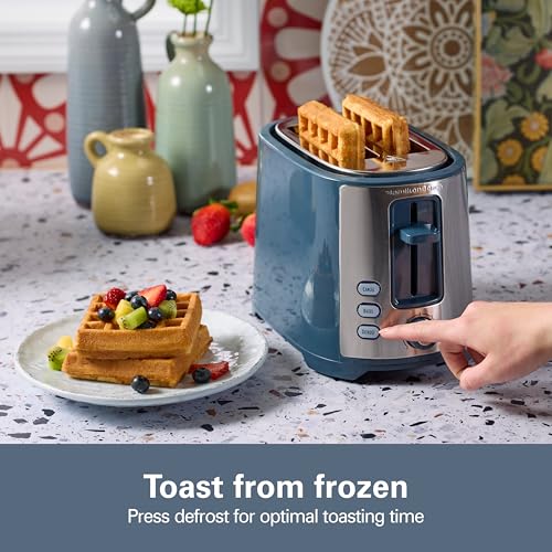 Hamilton Beach Extra-Wide Slot 2 Slice Toaster With Bagel & Defrost Buttons - color: Kitchen Makeover Blue