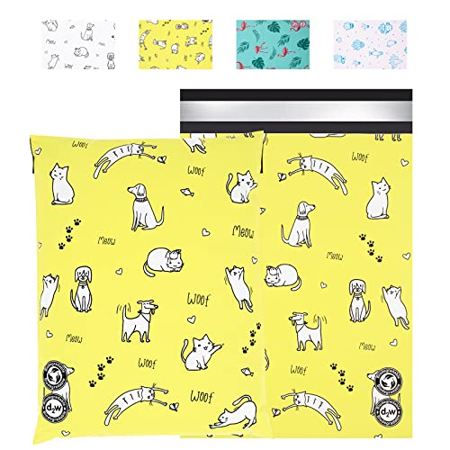 JinRuiKJ 10x13 Boutique Poly Mailers 100 Pack, Yellow Pets Design - color: Naughty Cat-Yellow, size: 10x13'' - 100 Pack