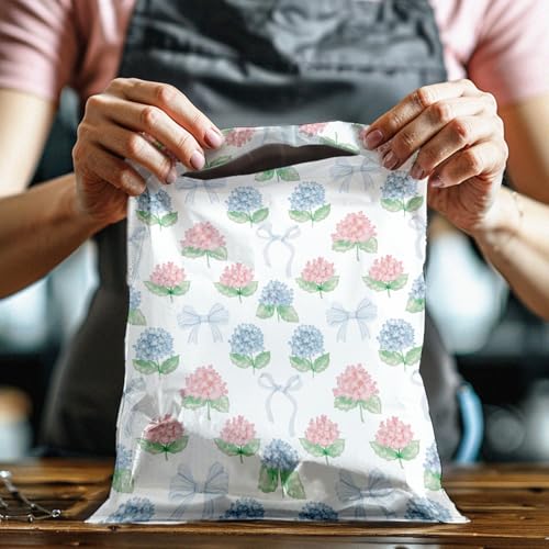 10x13 (100) Hydrangeas Summer Designer Poly Mailers Waterproof Self Sealing Tear Resistant Polymailers Shipping Envelopes Premium Printed Bags For Small Businesses - color: Hydrangeas, size: 10x13 inches