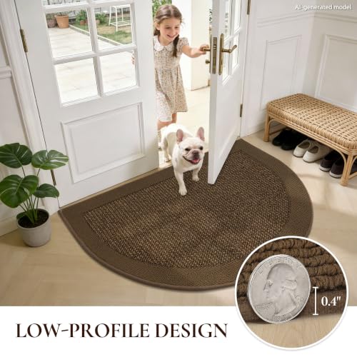 Dirt Trapper Door Mats 26" x 40", Non-Slip & Washable, Brown - color: Brown, size: 26" X 40" (Semicircular)