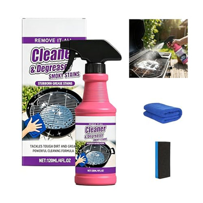 2026 Upgrade Fast Acting Heavy Duty Grill Degreaser Spray Set Multi Grill Cleaner Fast Clean Outdoor Solution for Grills Smoker BBQ Grates Oven Effortless Removes Grease Degreaser Smoky Stain (1PCS) - color: 1PCS