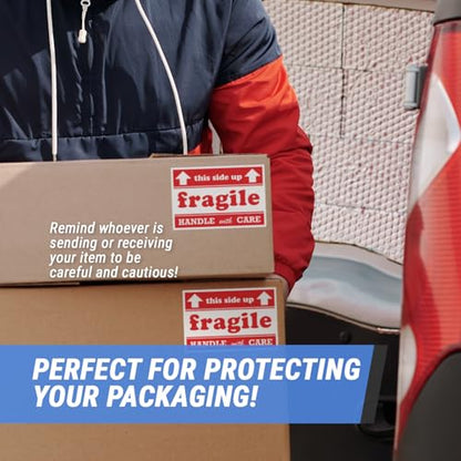 Fragile Labels, 4 x 6 inch, 300 Count - color: Fragile This Side Up - Red/White, size: 1 Roll