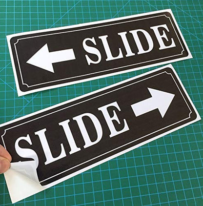 Outdoor/Indoor (2 Pack) 9" X 3" - Slide Door Caution Warning Sign Black & White Adhesive Vinyl Decal Label Sticker - for Home, Business Store, Shop, Cafe, Office, Restaurant etc.