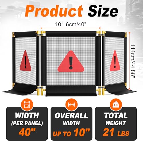 10 FT Heavy-Duty Stump Grinding Barrier, 3-Sided Foldable Debris Containment Screen with Reinforced Steel Frame, Portable Safety Barrier for Tree Service, Arborists & Landscaping Professionals