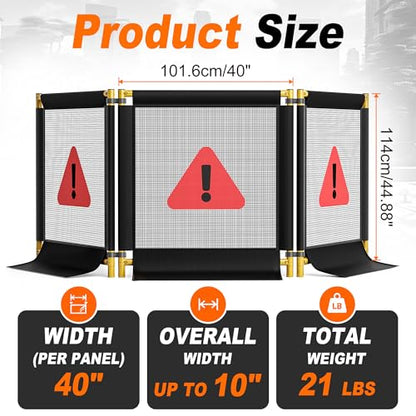 10 FT Heavy-Duty Stump Grinding Barrier, 3-Sided Foldable Debris Containment Screen with Reinforced Steel Frame, Portable Safety Barrier for Tree Service, Arborists & Landscaping Professionals