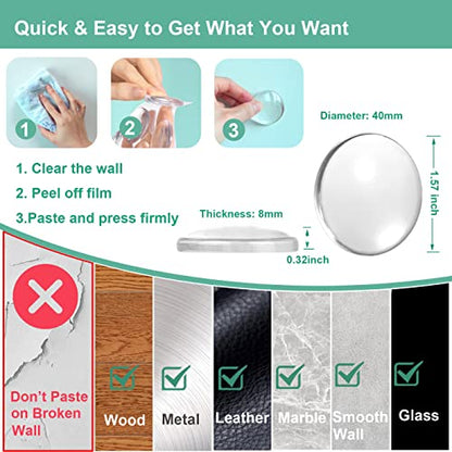Door Stopper Wall Protector - Wall Shield Bumper Guard from Door Knobs,Sturdy Self Adhesive,Soft and Transparent,Washable Reusable Shock Absorbent Gel for Home Office (Classic Round, 12pcs) - size: 12 pieces, style: Classic Round