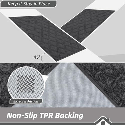 BEQHAUSE Dirt Trapper Door Mat 20" x 32" Non-Slip Washable, Dark Grey - color: Dark Grey, size: 20" X 32" (Rectangular)