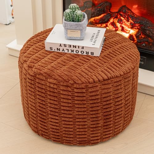 Asuprui Ottoman Foot Rest, Round 20x14 in, Burnt Orange, Leg Rest for Couch - color: Burnt Orange, size: 20"D x 20"W x 14"H
