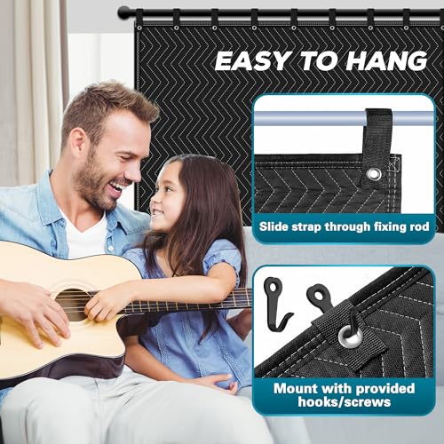 Large Sound Dampening Blanket,96" x 80" Sound Absorbing Studio Blanket,Noise Cancelling Studio Acoustic Blanket Curtain/Light Blocker/Moving Blanket - size: 1 PACK