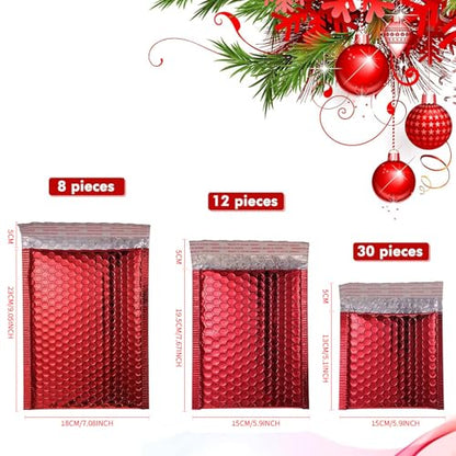 Outus 50 Pcs Bubble Mailers 3 Sizes, Bubble Shipping Envelopes, Red - color: Red