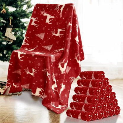 Preboun 24 Pack Bulk Christmas Fleece Throw Blankets, Deer - style: Deer