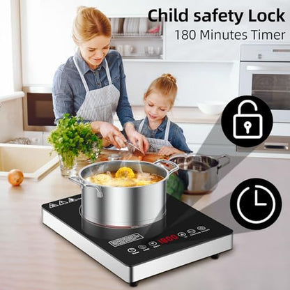 Single Burner Electric Cooktop,110V 1800W Electric Stove Top with LED Touch Control,9 Power Levels, 3 hTimer, Safety Lock, portable cooktop Overheat protection - size: Single Burner Electric Cooktop
