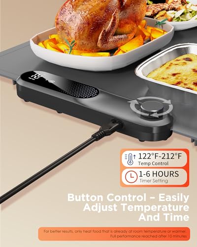 FEPPO Food Warming Mat, 35"x16" Food Warmers for Parties Buffet - color: Gray, size: 2XL Large: 35“x16"