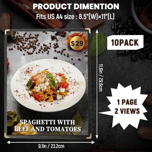8.5 x 11 Inch Menu Covers 10 Pack Double Stitched Menu Sleeves Single Page Menu Holder Two Clear Viewing Surfaces Restaurant Menu Covers - size: 10 Pack (1 Page, 2 View)