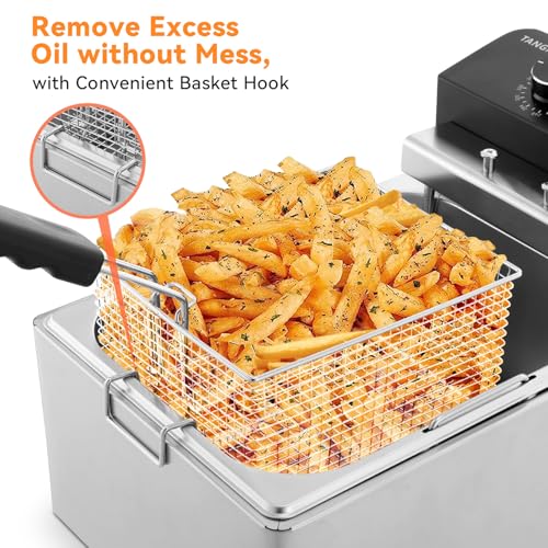 TANGME Commercial Deep Fryer, 1700W Electric Countertop Fryer with Basket - size: 6L