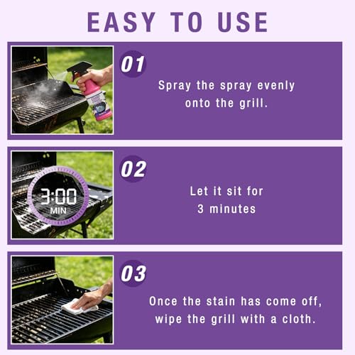 2PCS Fast Acting Heavy Duty Grill Degreaser Spray,Multifunctional Kitchen Appliance Cleaner, BBQ Grill Cleaner Sprayfor Kitchen, Home,Grill,Drip Pans,240ML