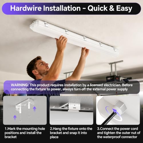 4FT LED Vapor Tight Light 60W 7800LM 5000K IP65 Waterproof Shop Lights - size: 1Pack